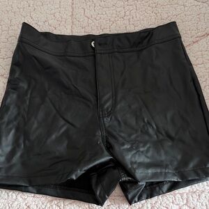 Black Faux Leather Shorts